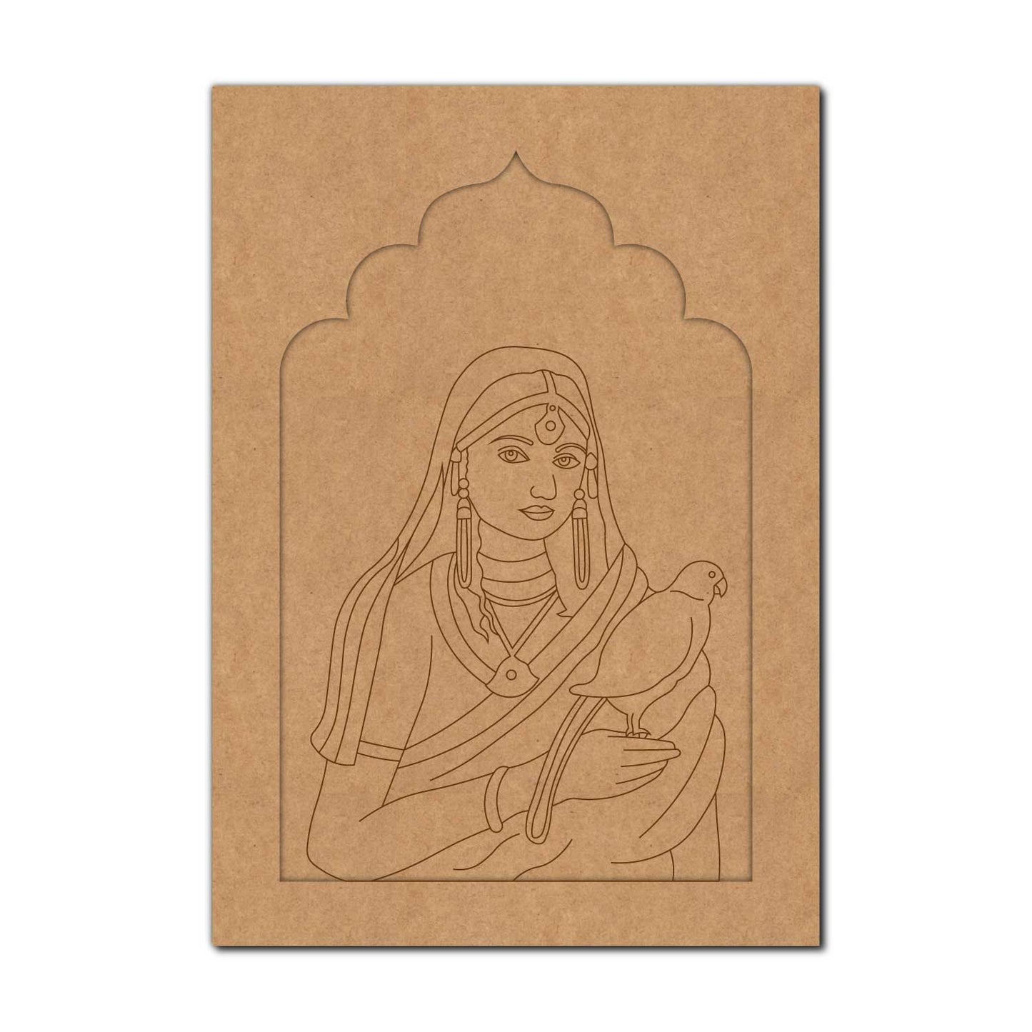 Maharani Bani Thani With Parrot Jharokha Pre Marked MDF Design 1