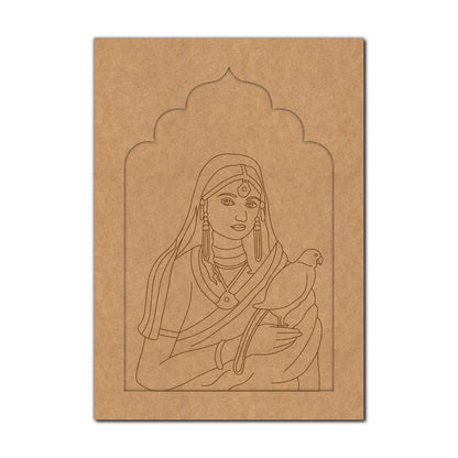 Maharani Bani Thani With Parrot Jharokha Pre Marked MDF Design 1