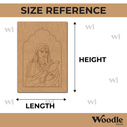 Maharani Bani Thani With Parrot Jharokha Pre Marked MDF Design 1