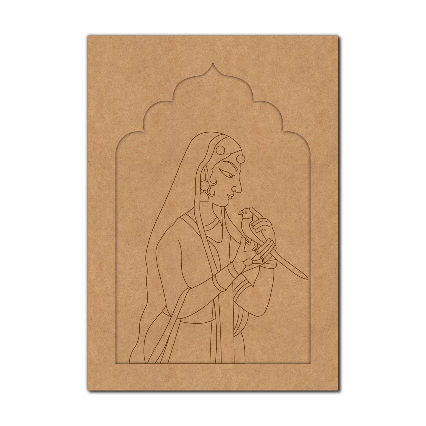 Maharani Bani Thani With Parrot Jharokha Pre Marked MDF Design 2