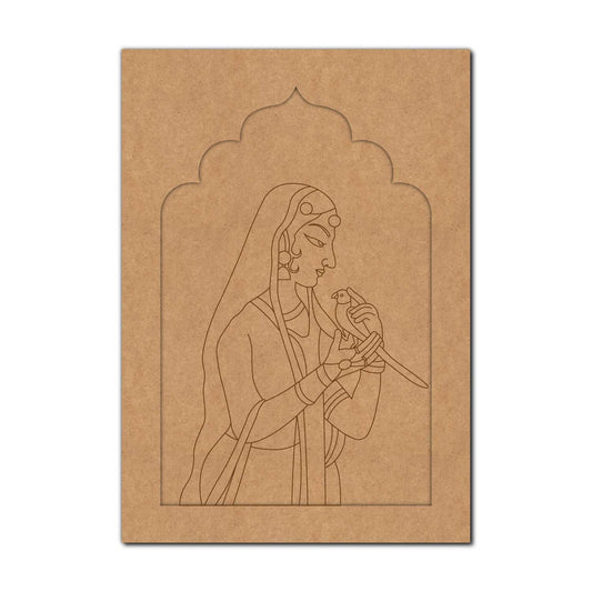 Maharani Bani Thani With Parrot Jharokha Pre Marked MDF Design 2
