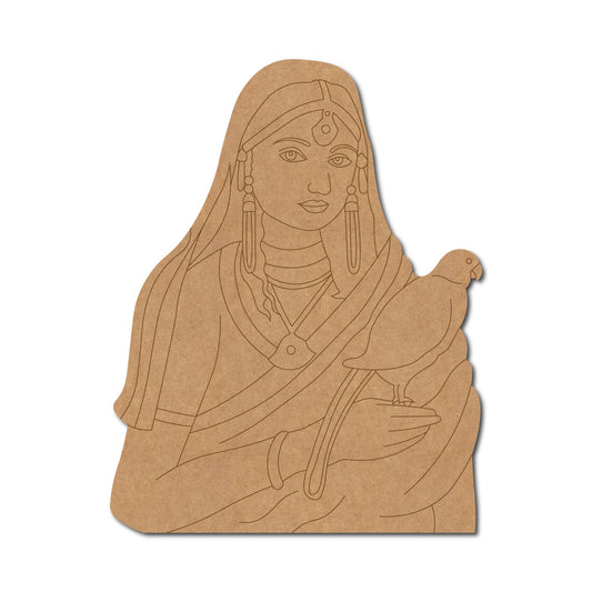 Maharani Bani Thani With Parrot Pre Marked MDF Design 1