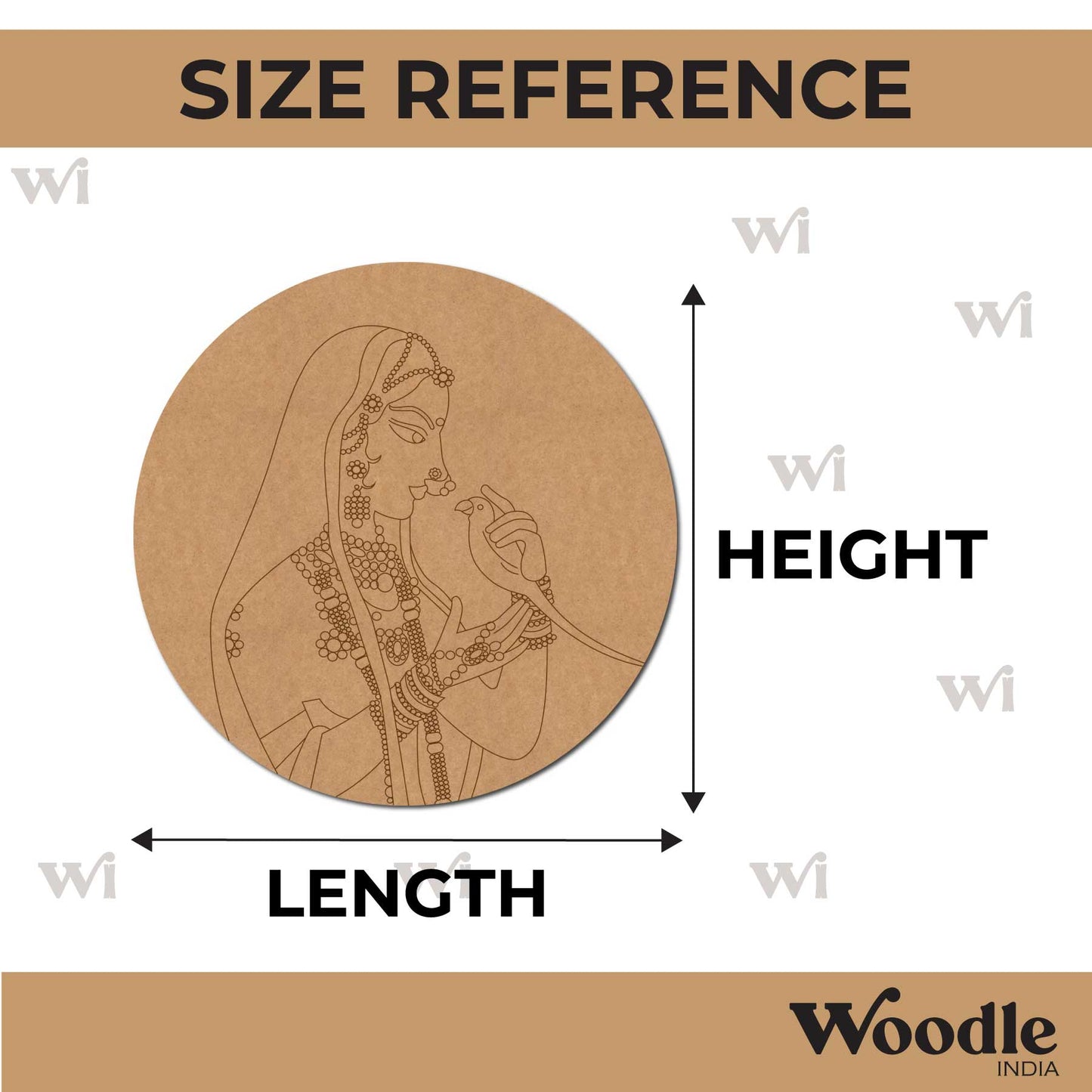 Maharani With Parrot Bani Thani Pre Marked Round MDF Design 1
