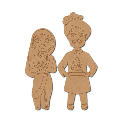 Maharashtra Couple Set Pre Marked MDF Design 1