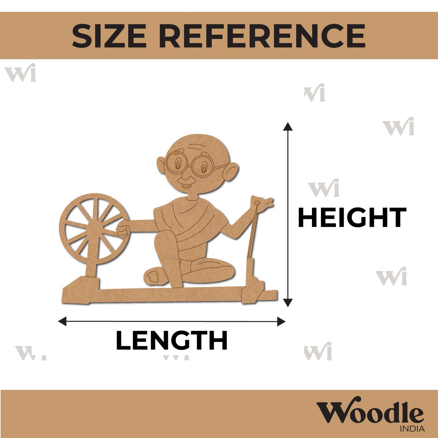 Mahatma Gandhi Spinning Thread Pre Marked MDF Design 1