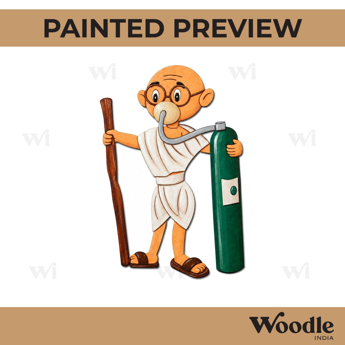 Mahatma Gandhi With Oxygen Cylinder Pre Marked MDF Design 1