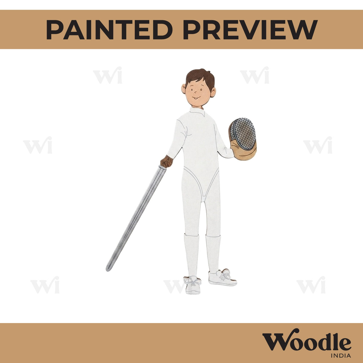 Male Fencing Player Pre Marked MDF Design 1