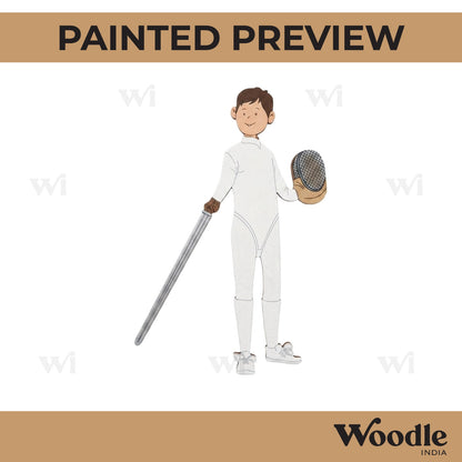Male Fencing Player Pre Marked MDF Design 1