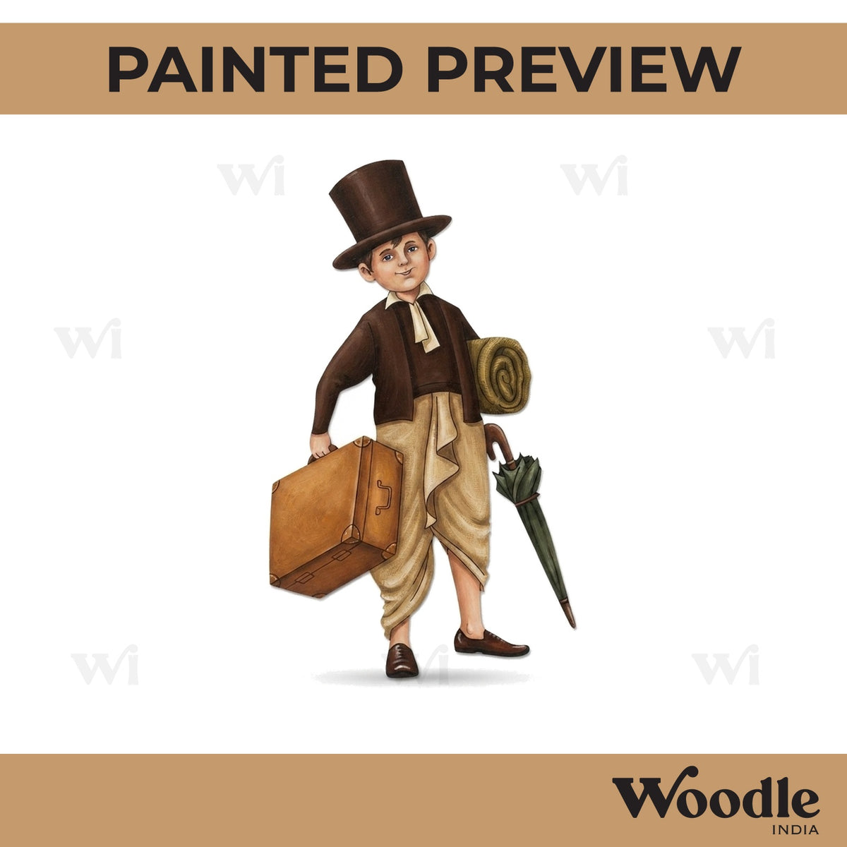 Man Carrying Luggage And Umbrella Pre Marked MDF Design 1