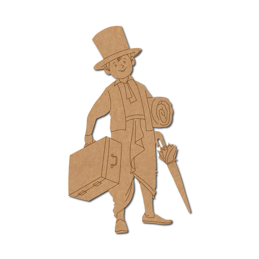 Man Carrying Luggage And Umbrella Pre Marked MDF Design 1