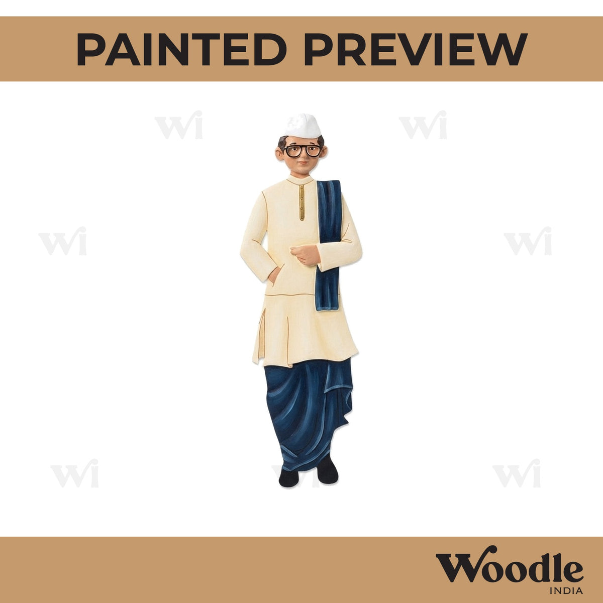 Man In Gandhi Topi Pre Marked MDF Design 1