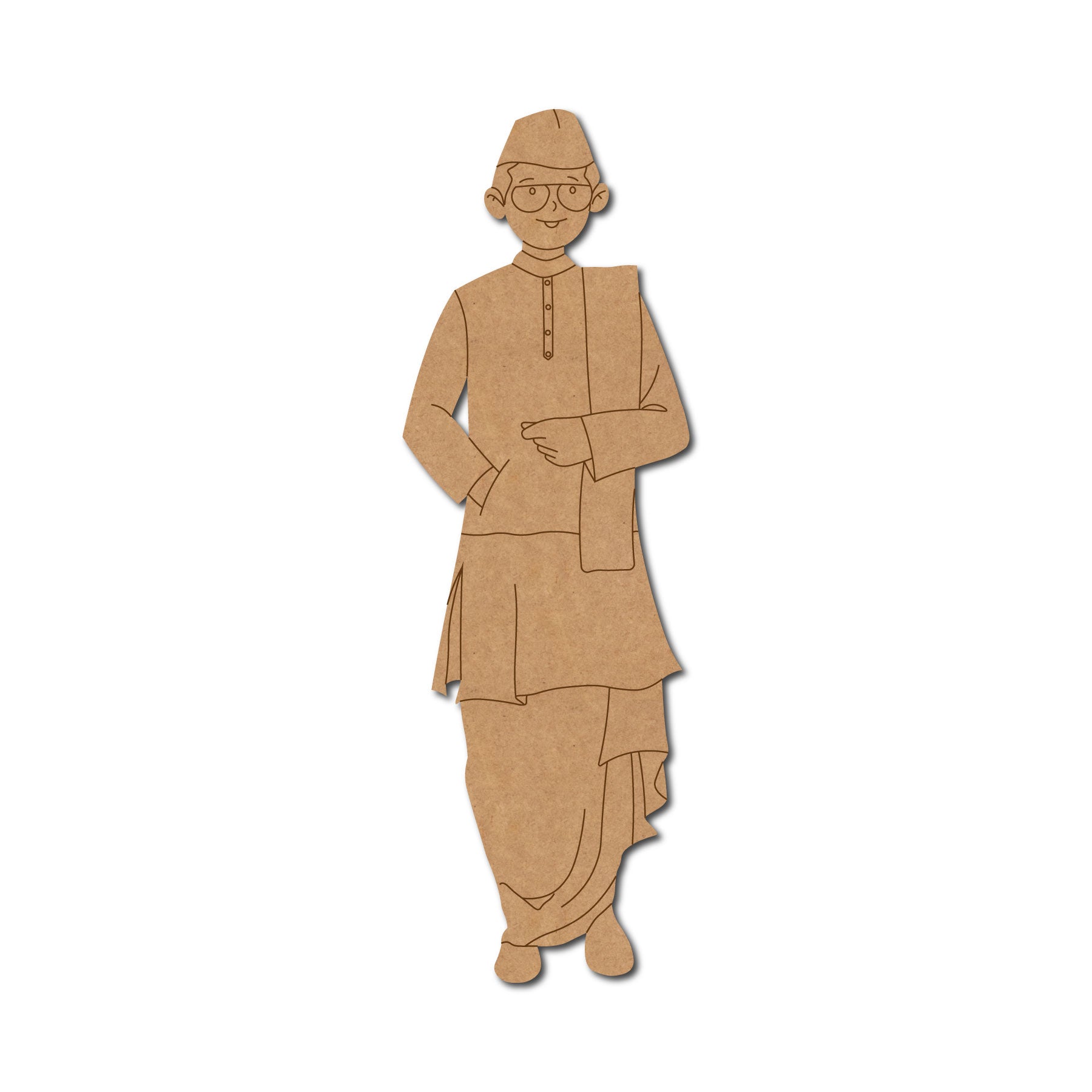 Man In Gandhi Topi Pre Marked MDF Design 1 – Woodle India