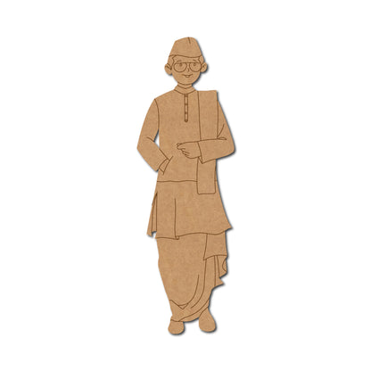 Man In Gandhi Topi Pre Marked MDF Design 1