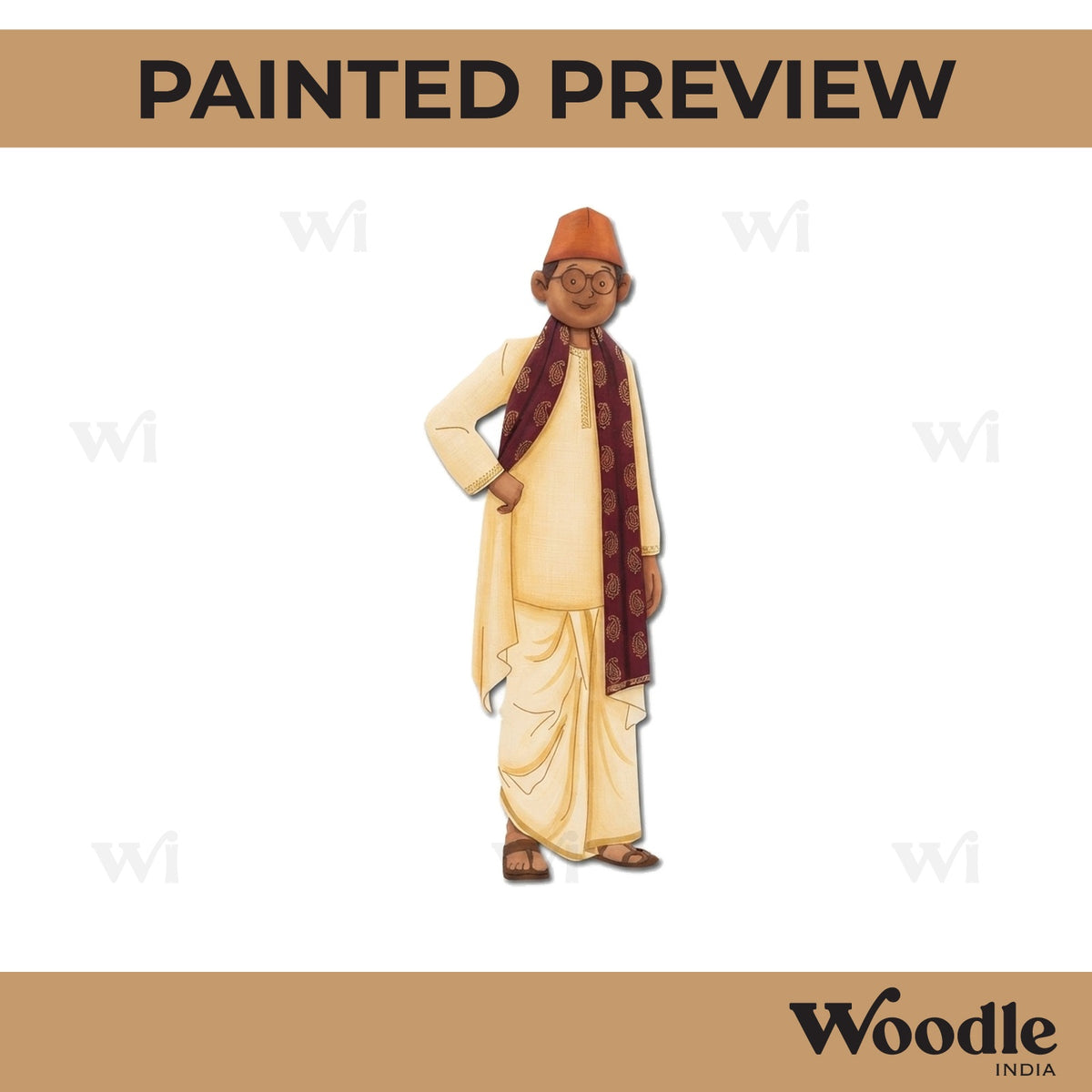 Man In Gandhi Topi Pre Marked MDF Design 2