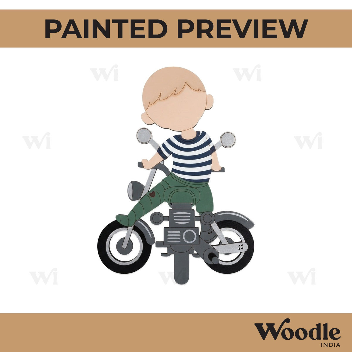 Man On Scooter Pre Marked MDF Design 1