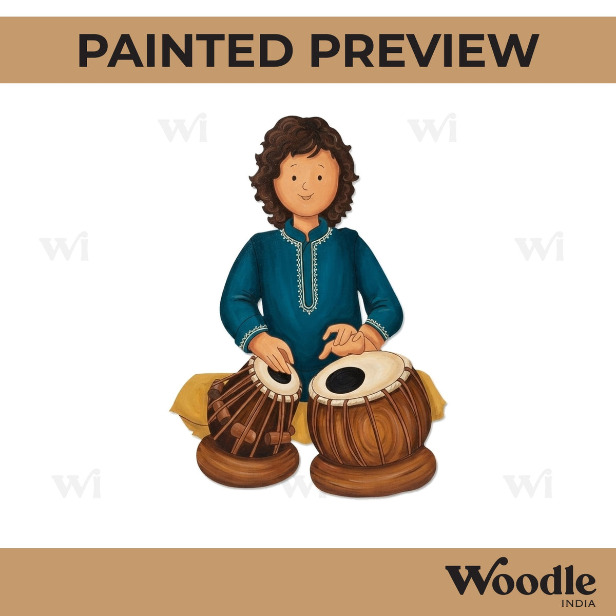 Man Playing Tabla Pre Marked MDF Design 1