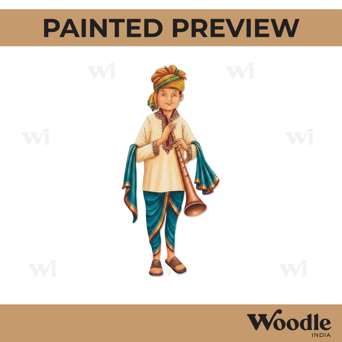 Man With Bhopu Instrument Pre Marked MDF Design 1