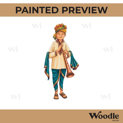 Man With Bhopu Instrument Pre Marked MDF Design 1