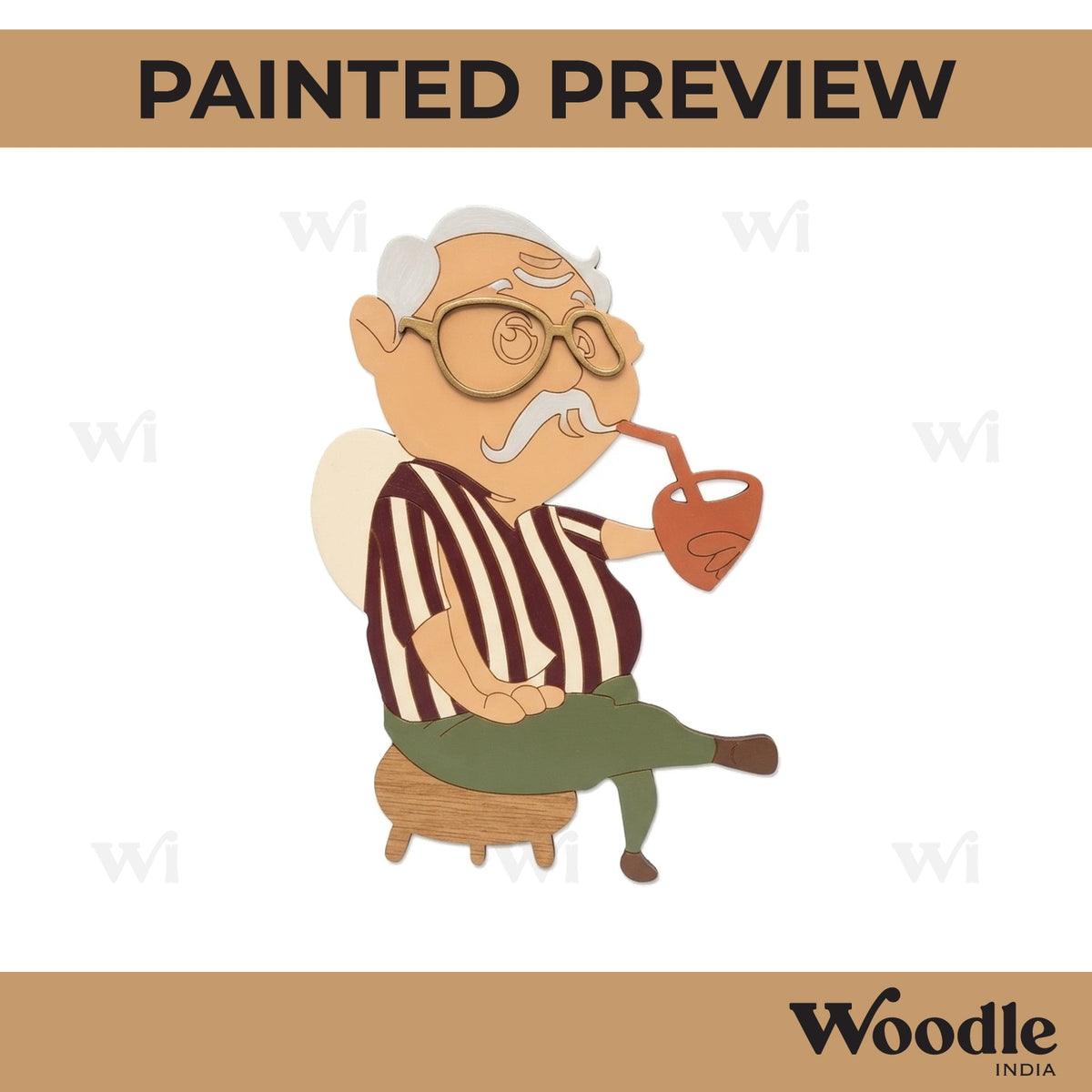 Man With Coconut Water Pre Marked MDF Design 1