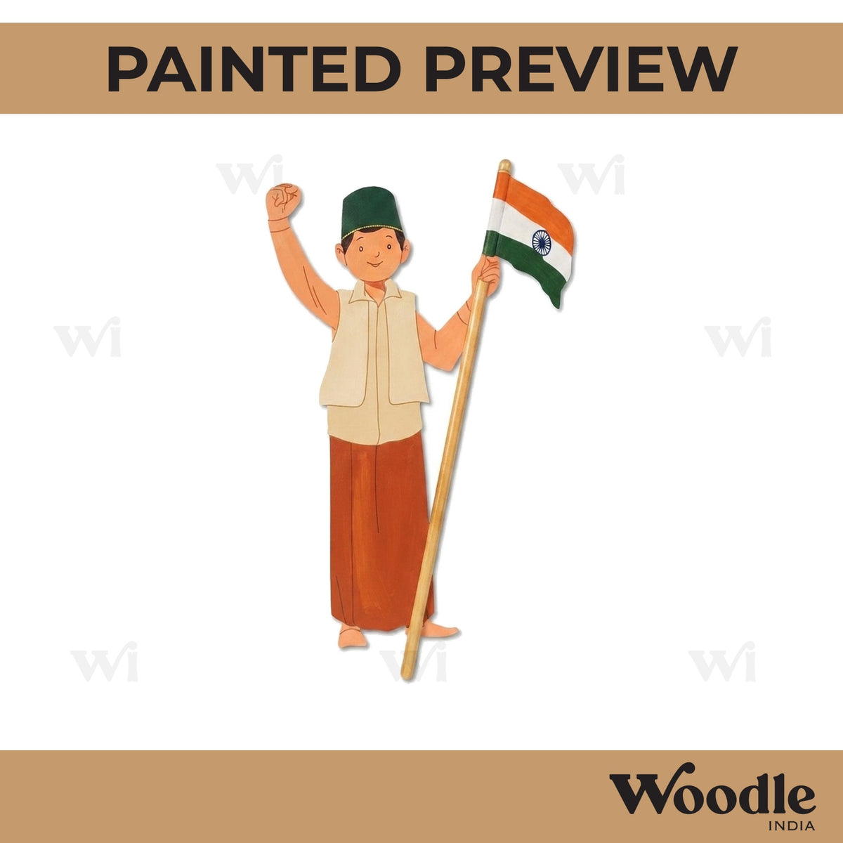 Man With Flag Pre Marked MDF Design 1