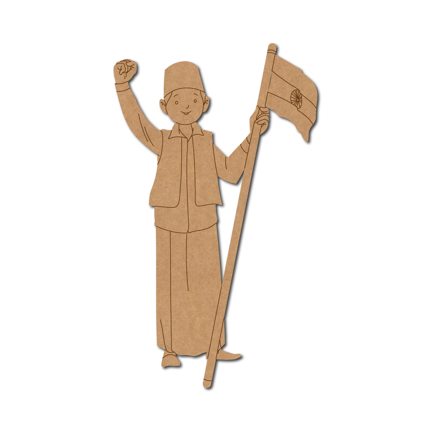 Man With Flag Pre Marked MDF Design 1