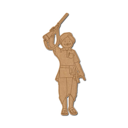 Man With Gun Pre Marked MDF Design 3