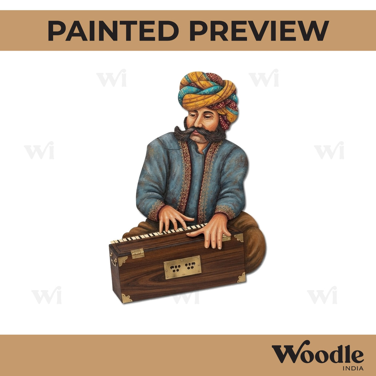 Man With Harmonium Pre Marked MDF Design 1