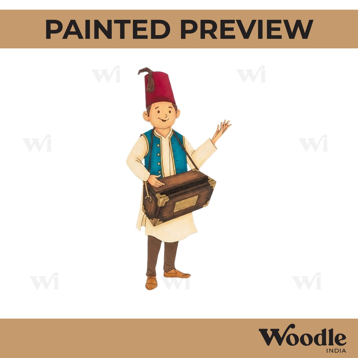 Man With Harmonium Pre Marked MDF Design 2
