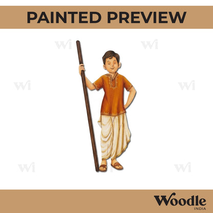 Man With Lathi Pre Marked MDF Design 1