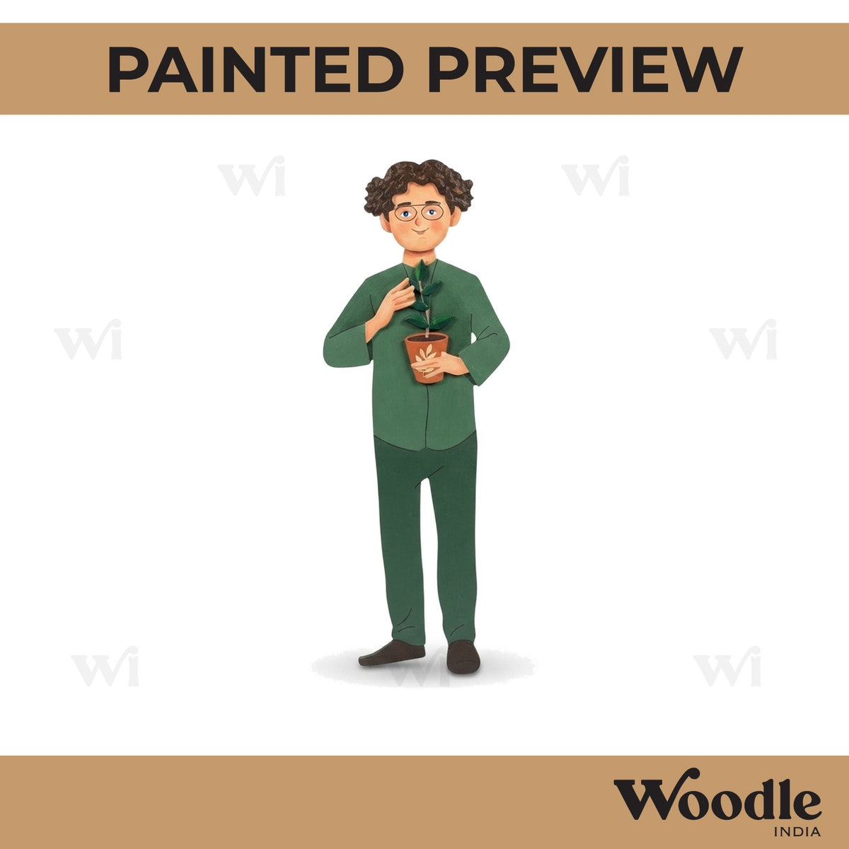 Man With Plant Pre Marked MDF Design 1