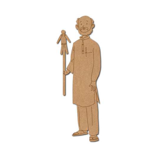 Man With Puppet Pre Marked MDF Design 1