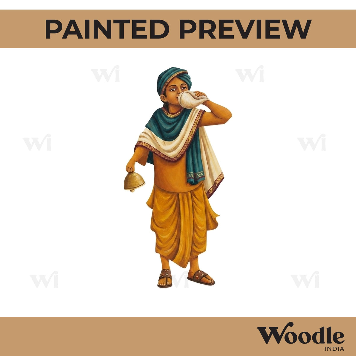Man With Shankh Pre Marked MDF Design 1