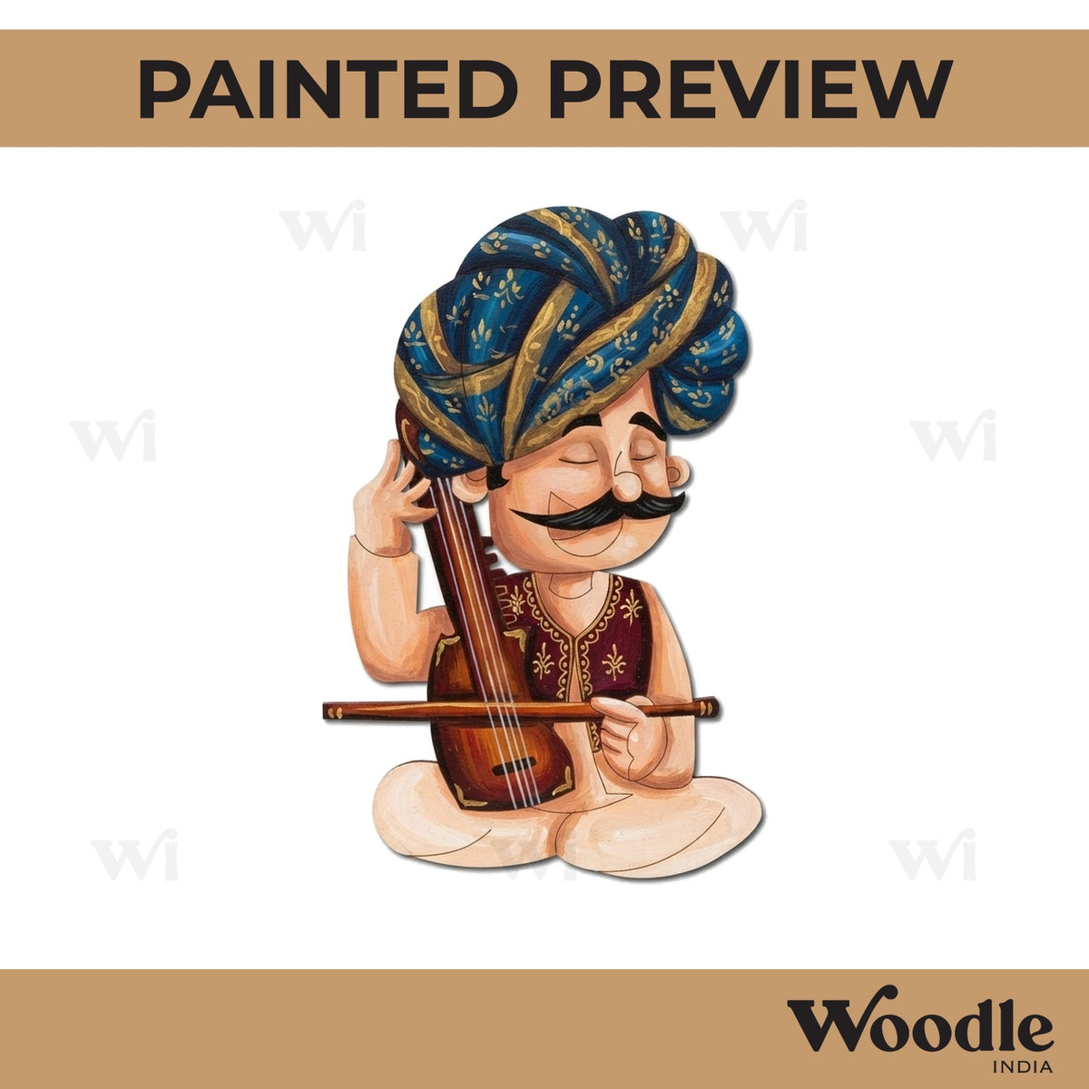 Man With Sitar Pre Marked MDF Design 1