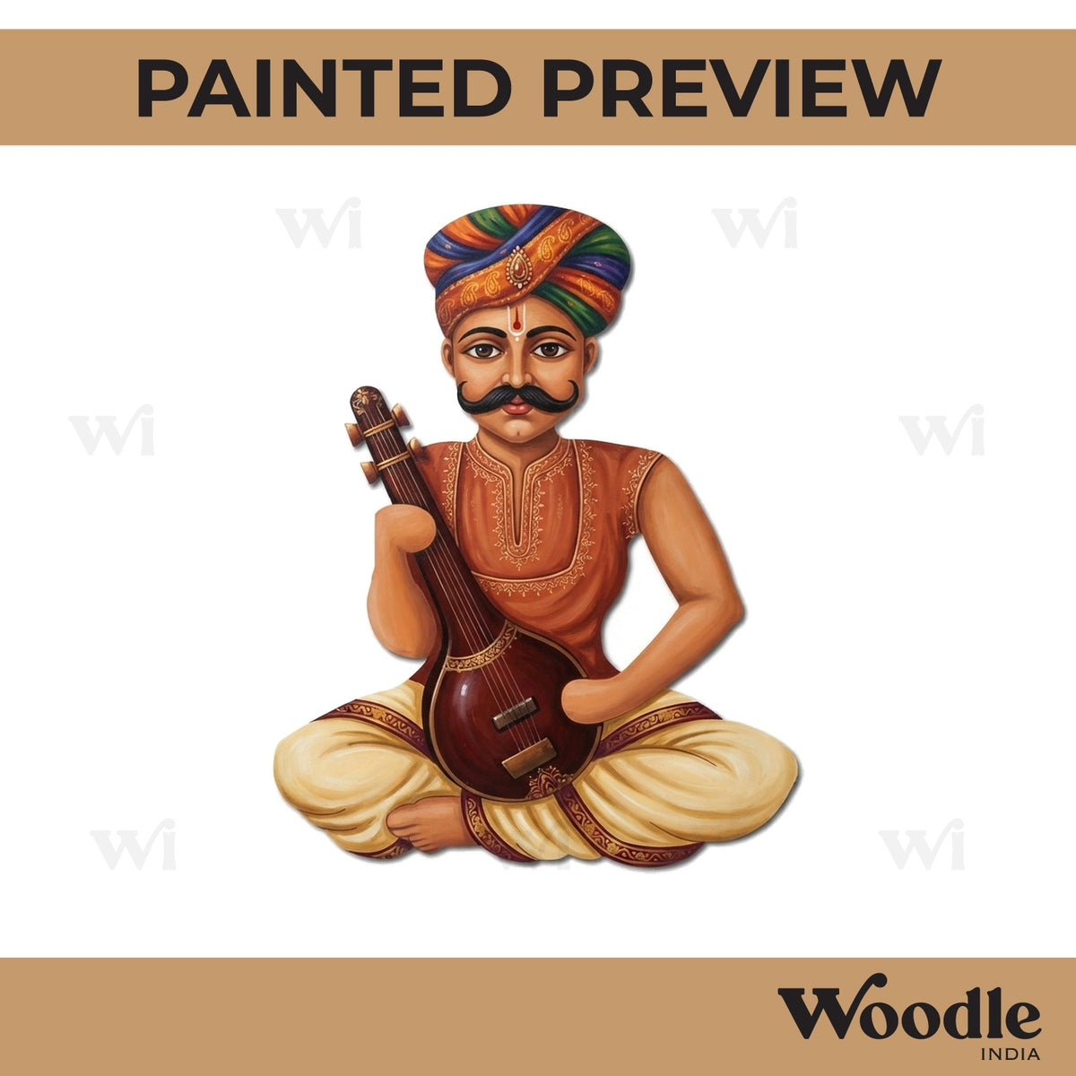 Man With Sitar Pre Marked MDF Design 2