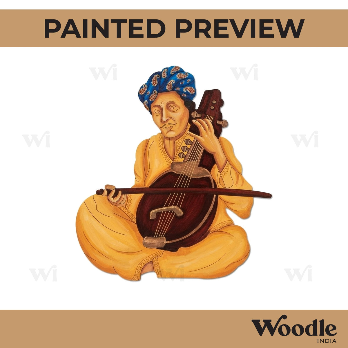 Man With Sitar Pre Marked MDF Design 3