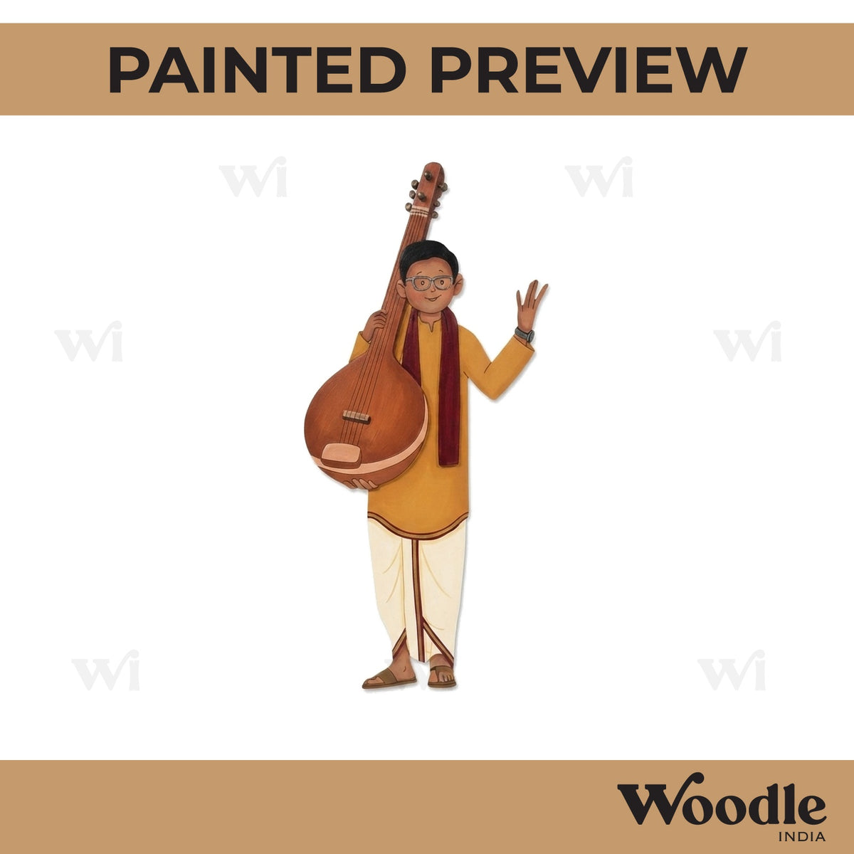 Man With Sitar Pre Marked MDF Design 4