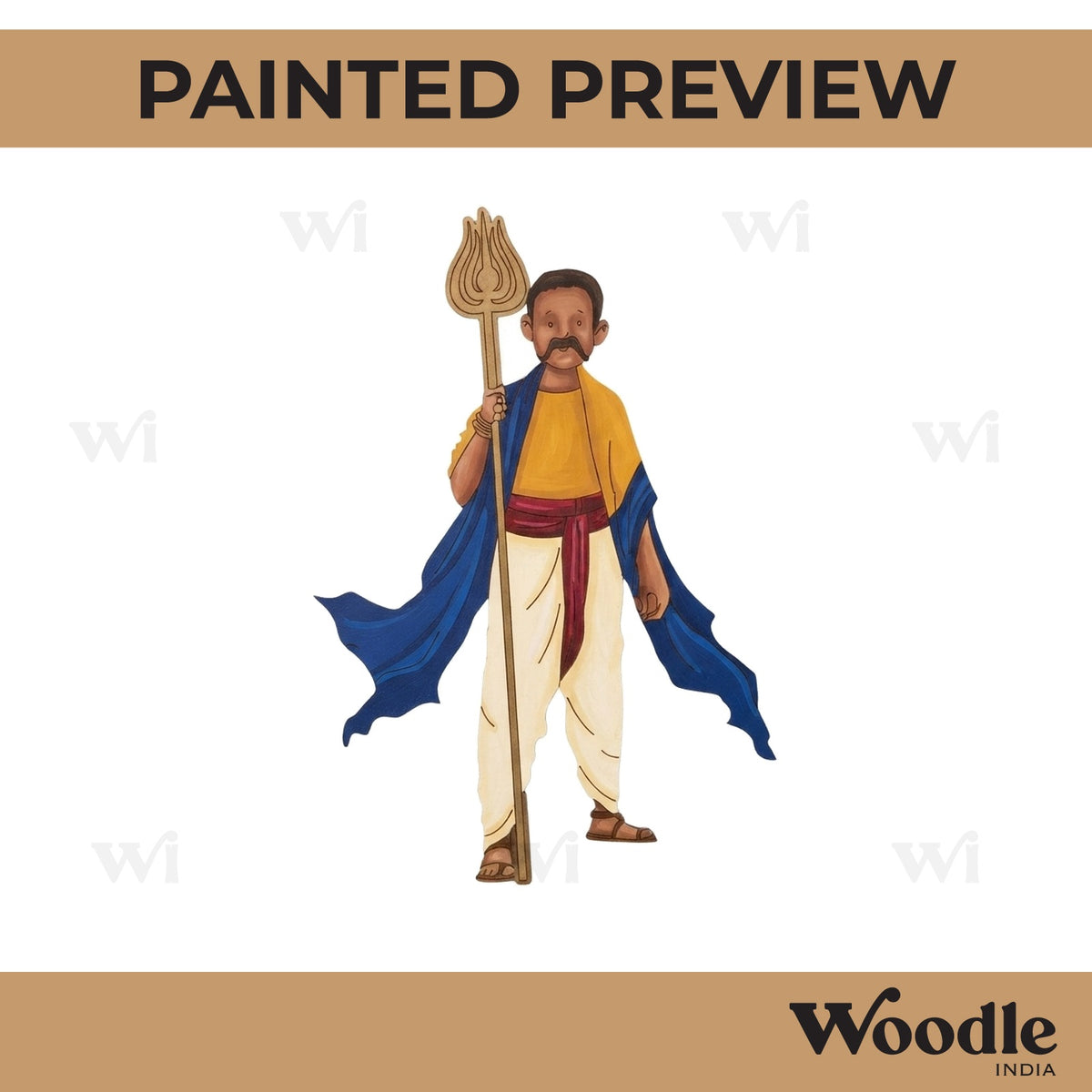 Man With Trishul Pre Marked MDF Design 1