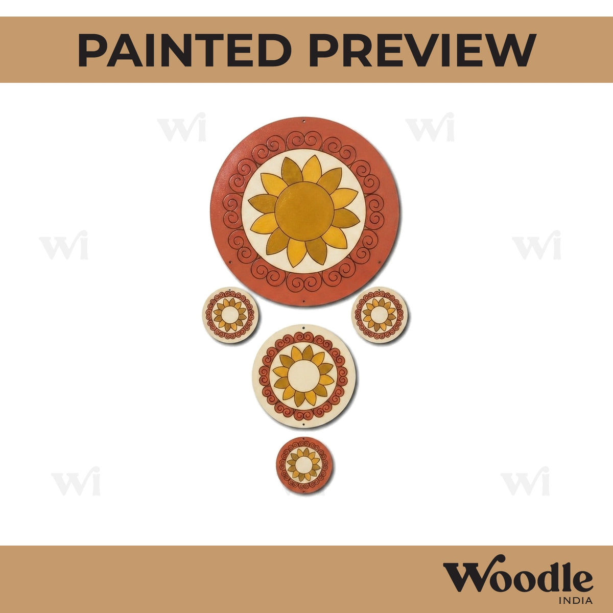 Mandala Hanging Set Pre Marked MDF Design 1