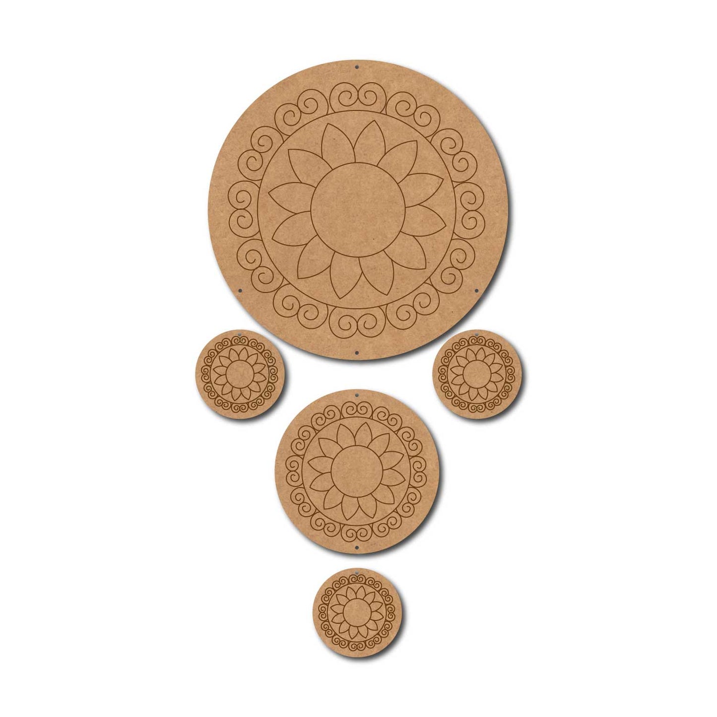 Mandala Hanging Set Pre Marked MDF Design 1