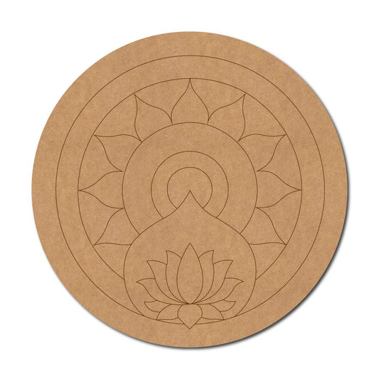Mandala Lotus Pre Marked Round MDF Design 1