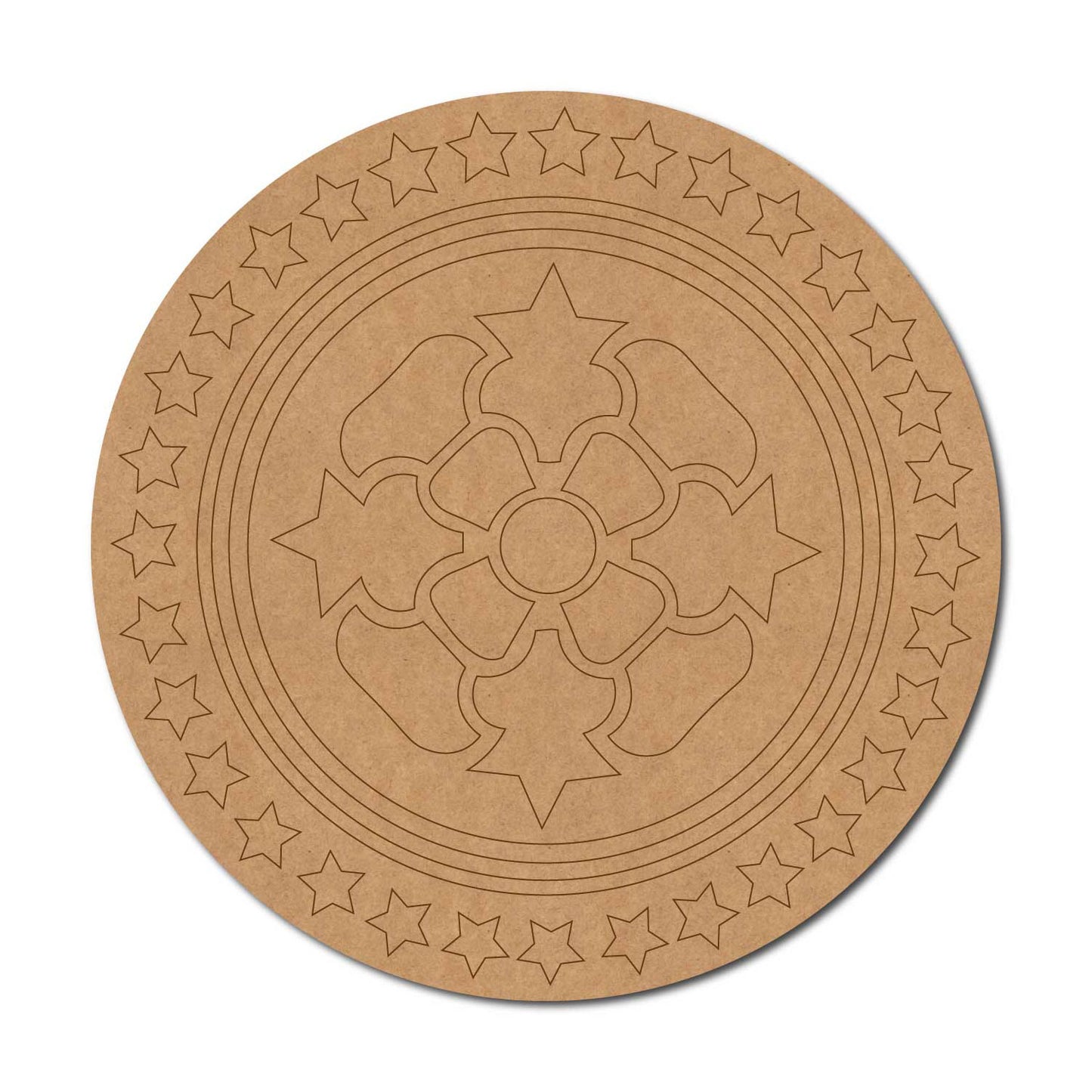 Mandala Stars Pre Marked Round MDF Design 1
