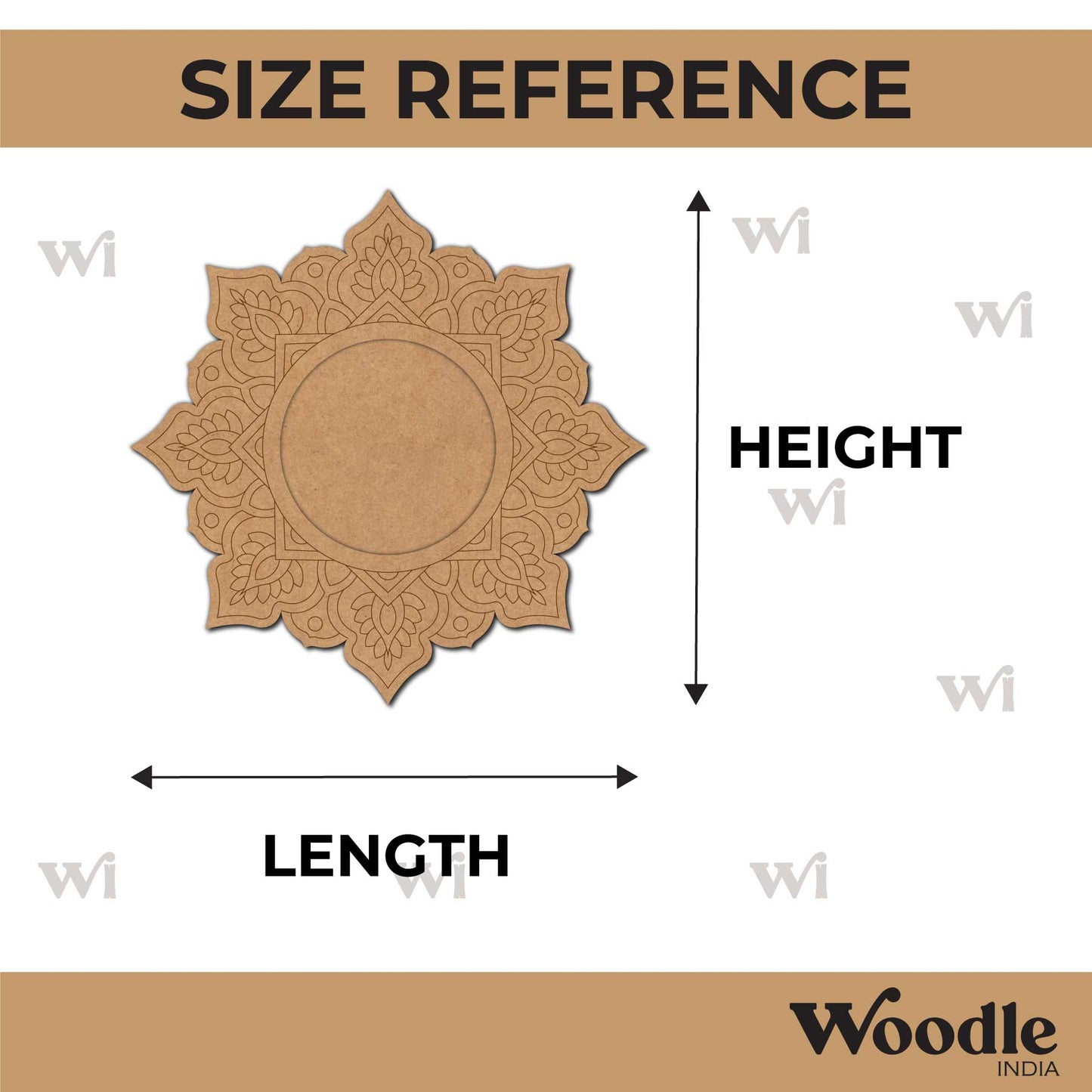 Mandala Wall Mirror Pre Marked Base MDF Design 1