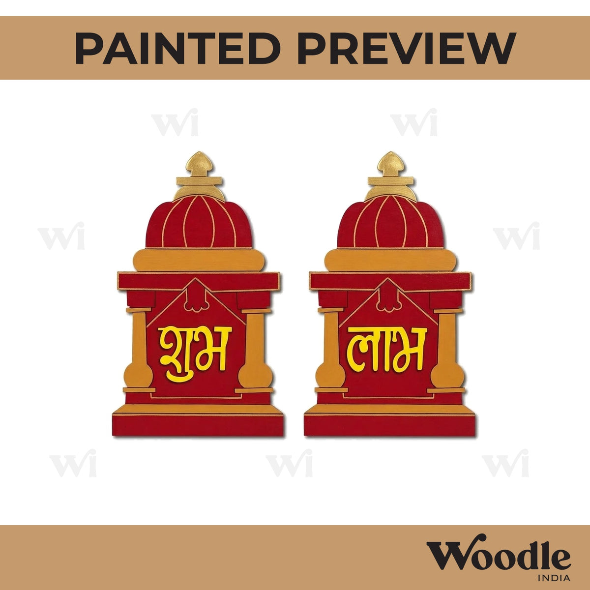 Mandir Shubh Labh Pre Marked Base MDF Design 1