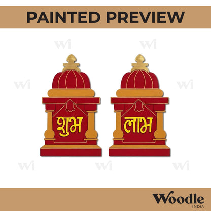 Mandir Shubh Labh Pre Marked Base MDF Design 1