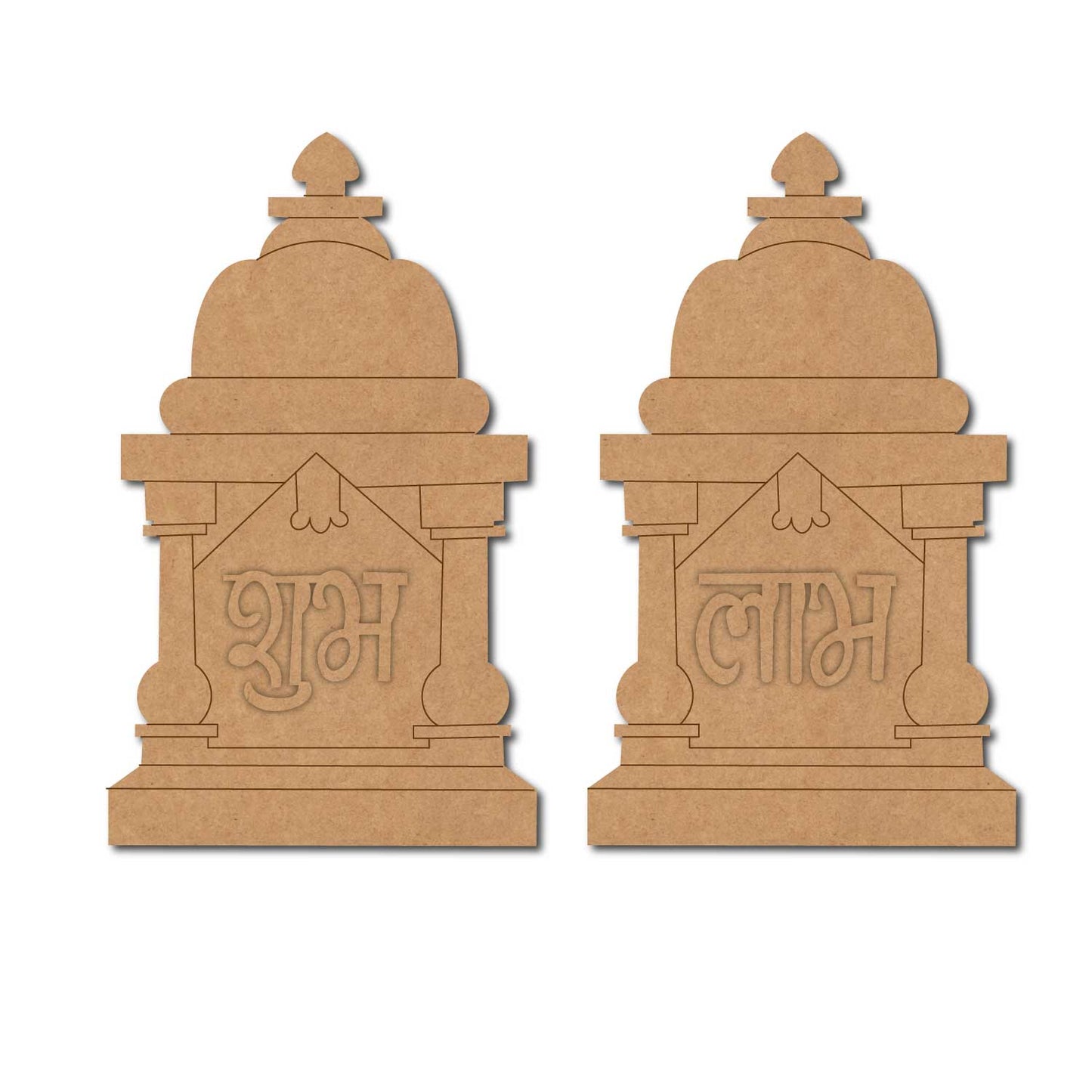 Mandir Shubh Labh Pre Marked Base MDF Design 1