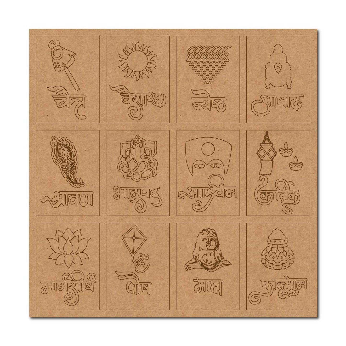 Marathi Calender Hindu Months Pre Marked MDF Design 2