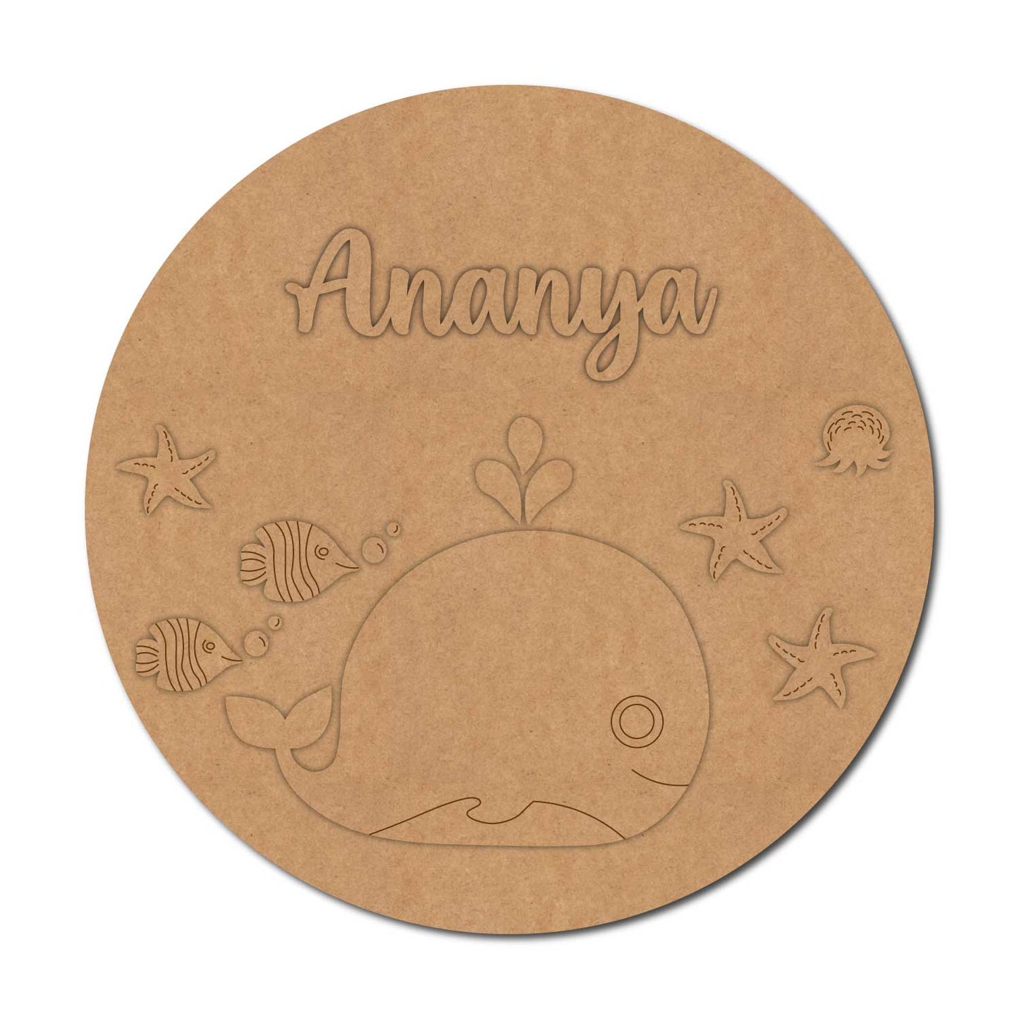 Marine Animals Ocean Theme Nameplate MDF Design 1