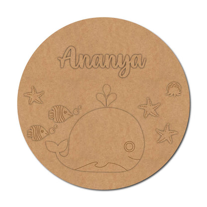 Marine Animals Ocean Theme Nameplate MDF Design 1