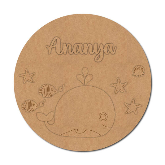 Marine Animals Ocean Theme Nameplate MDF Design 1
