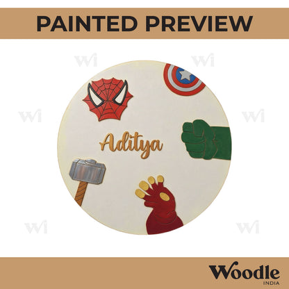 Marvel Superhero Theme Nameplate MDF Design 2